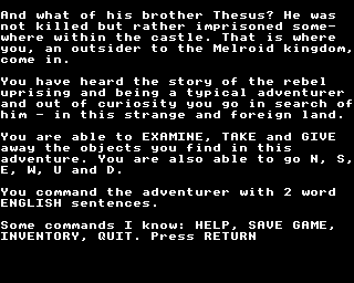 KING'S QUEST is a text adventure modelled identically to the Scott Adams series.