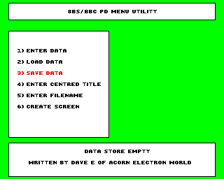 The BBC PD Menu Creation Demo And Utility Allow Some Pleasant Menus To Be Created