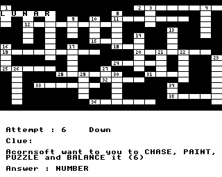 Crossword On Bbc/electron Games Screenshot 1