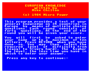 European Knowledge Screenshot 1